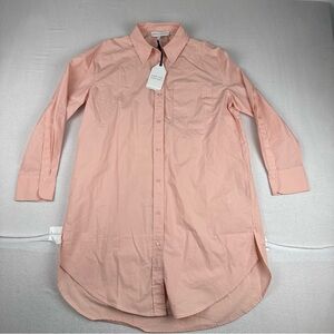 New! English Factory Classic Collared Shirt Dress XS Blush light Pink Preppy